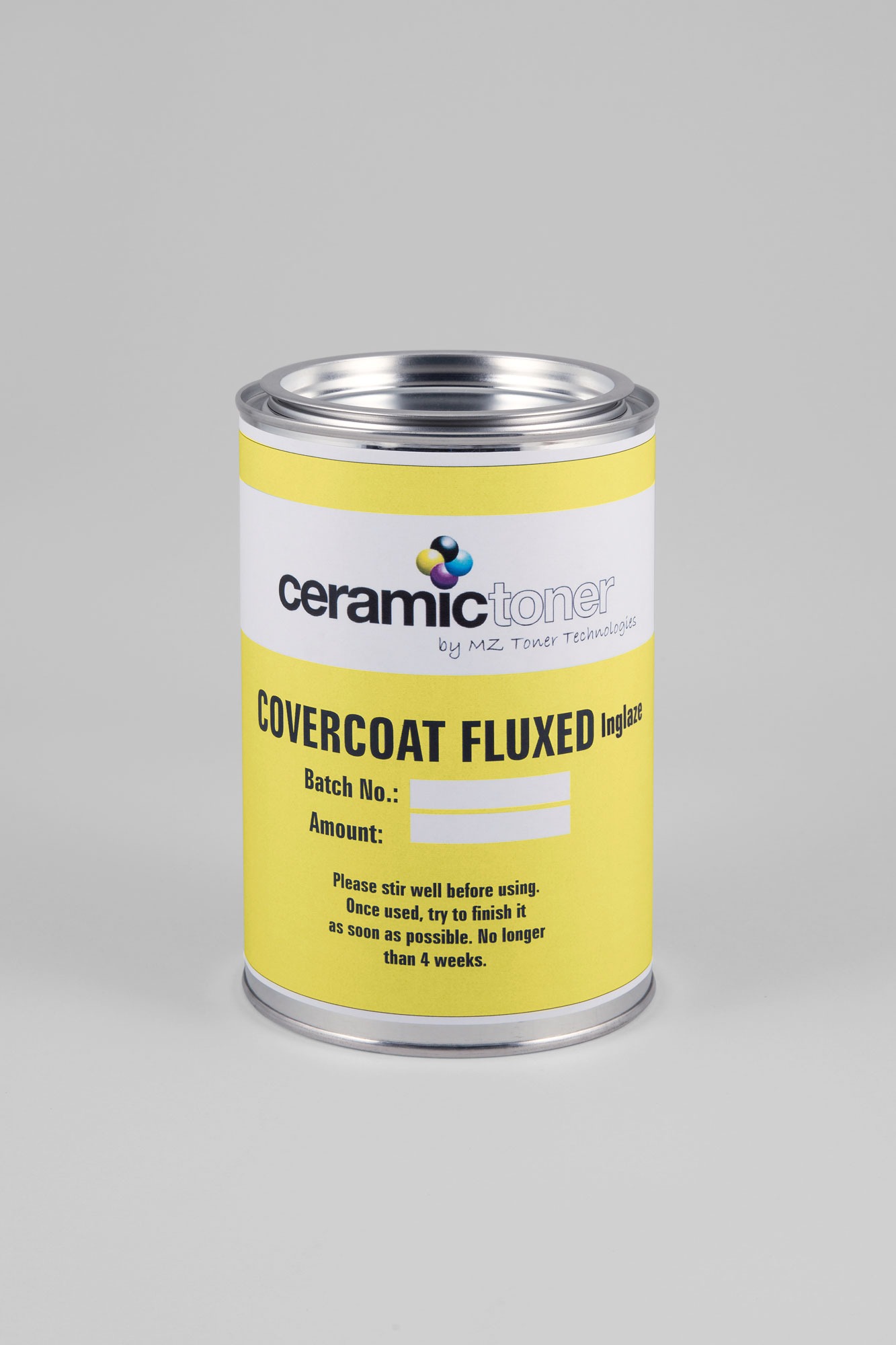 Ceramictoner Covercoat Fluxed Inglaze ist Lack mit Inglasurfluss. Der Lack befindet sich in einer Dose und eignet sich für Hochtemperaturbereiche. Der Lack ist geblich.